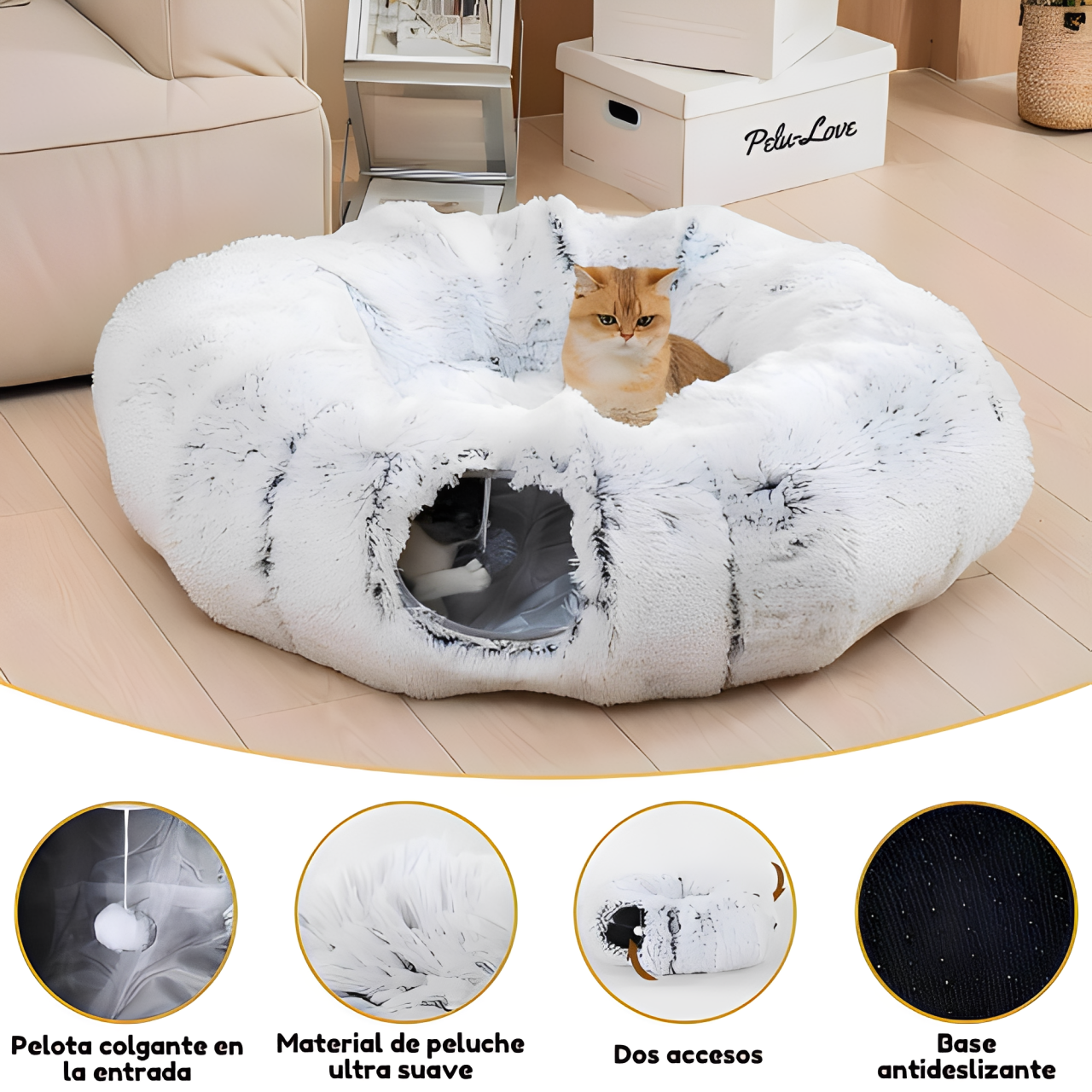 🐾 Túnel Refugio Invernal  para Gatos 2 gatos en 1 🐱