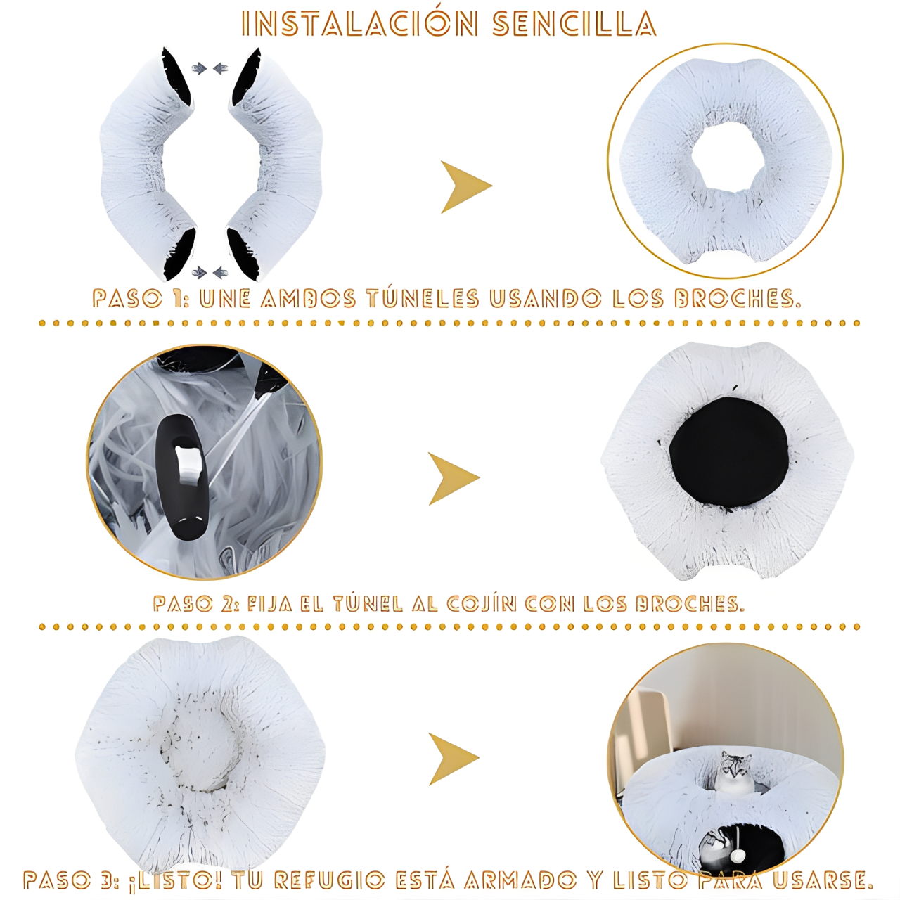 🐾 Túnel Refugio Invernal  para Gatos 2 gatos en 1 🐱