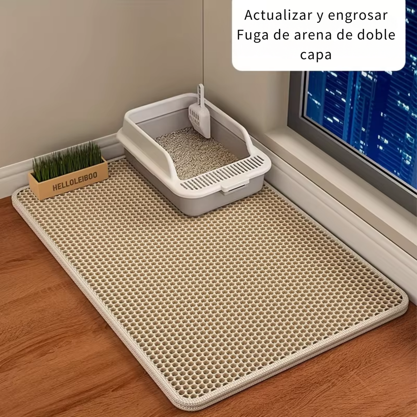 1Pc Large Size Cat Litter Mat-Advanced Honeycomb Double Layer Design,Urine Waterproof,Easy Cleaning,Scatter Control,Stay Clean